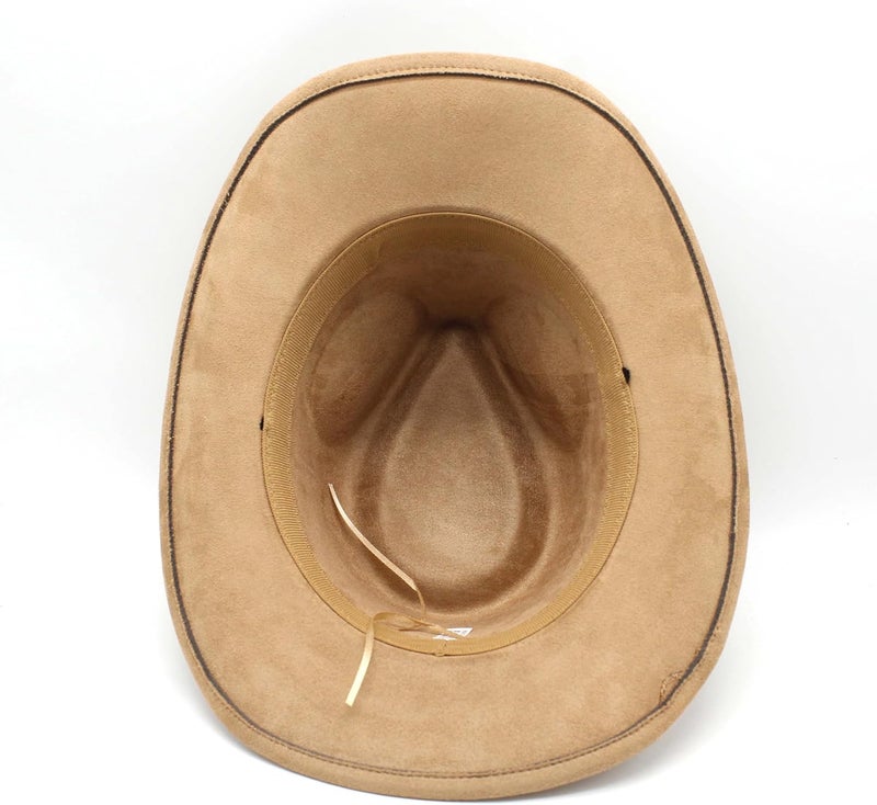 CCAKXCJJ Unisex Western Suede Cowboy Cowgirl Hat Classic Wide Brim Fedora Hat for Men &Women - Image 5
